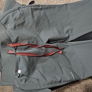 Figs Women's Scrub Pants in Gray with Red Accents